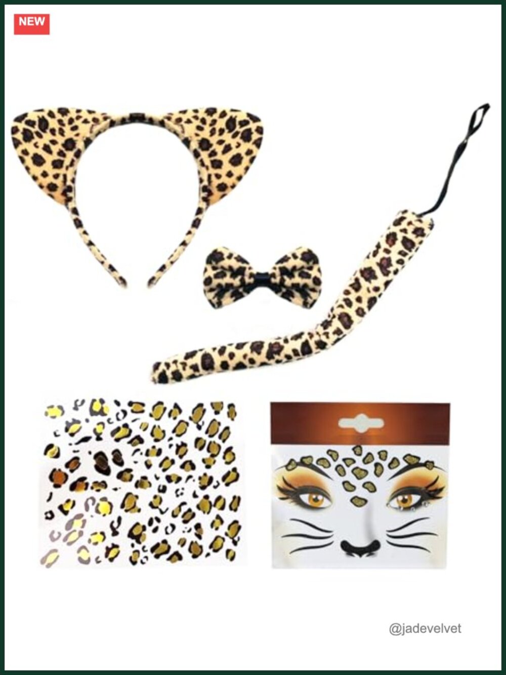 Cat Ears Headband Bow Tie Tail Set Cosplay Halloween Costume